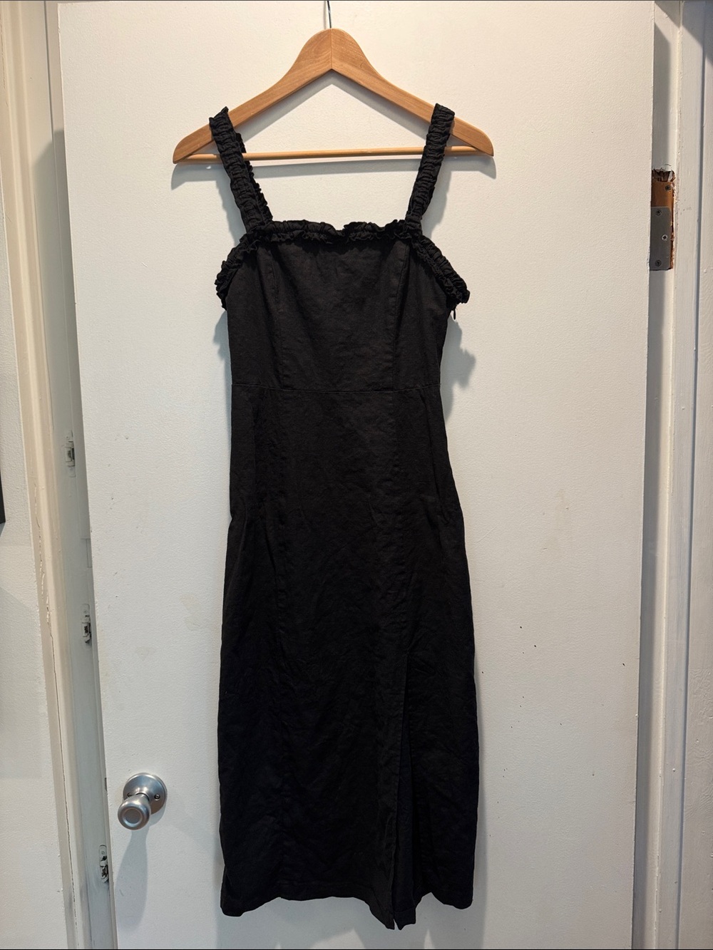 Urban Outfitters Black Ruffle Strap Midi Dress